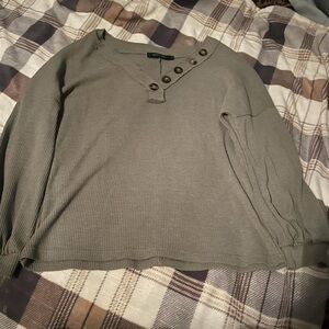 Olive Green Button-Accent Sweater